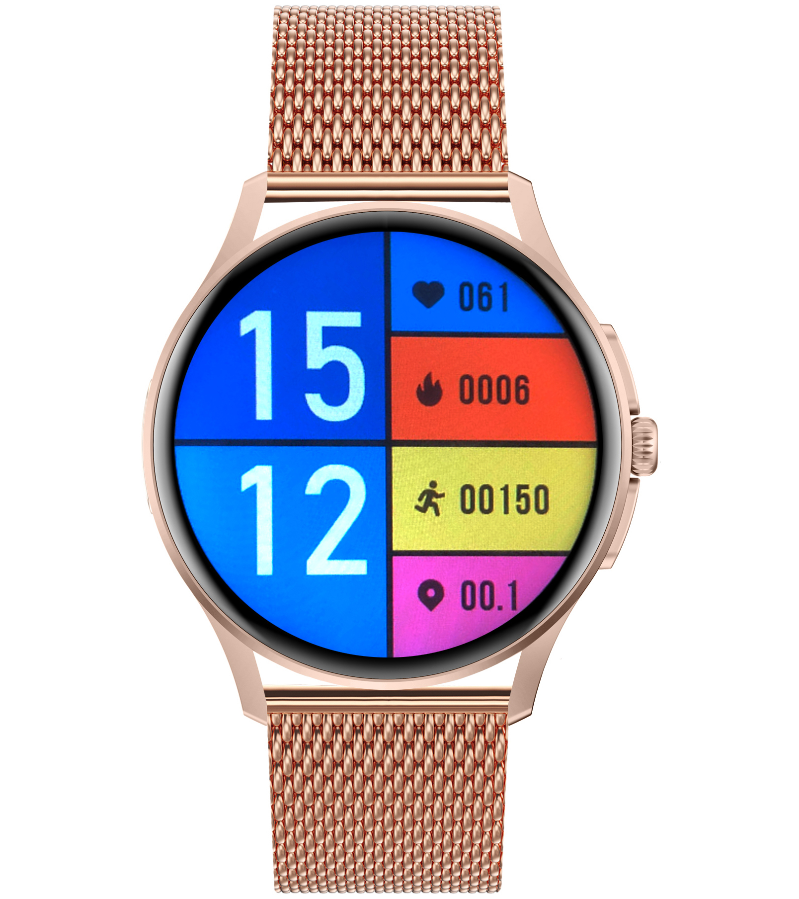 Damski smartwatch Enter Candice na różowej bransolecie mesh z wbudowaną technologią Lights On, dzięki której zawsze jest widoczna tarcza