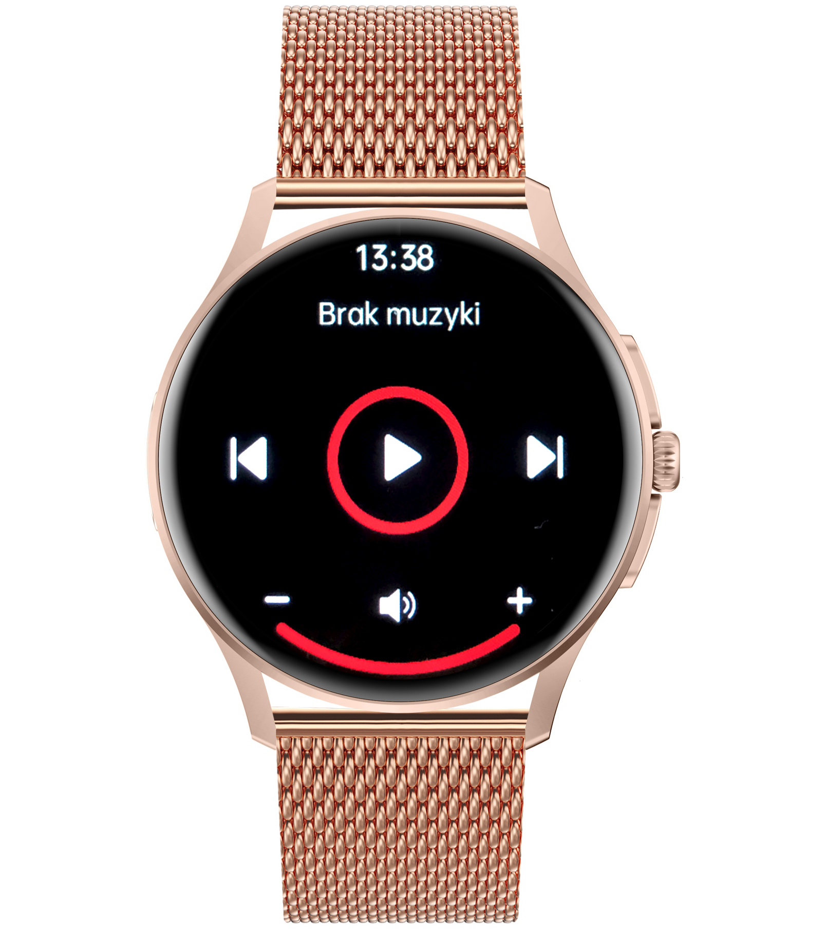 Damski smartwatch Enter Candice na różowej bransolecie mesh z funkcją odtwarzania muzyki z poziomu nadgarstka