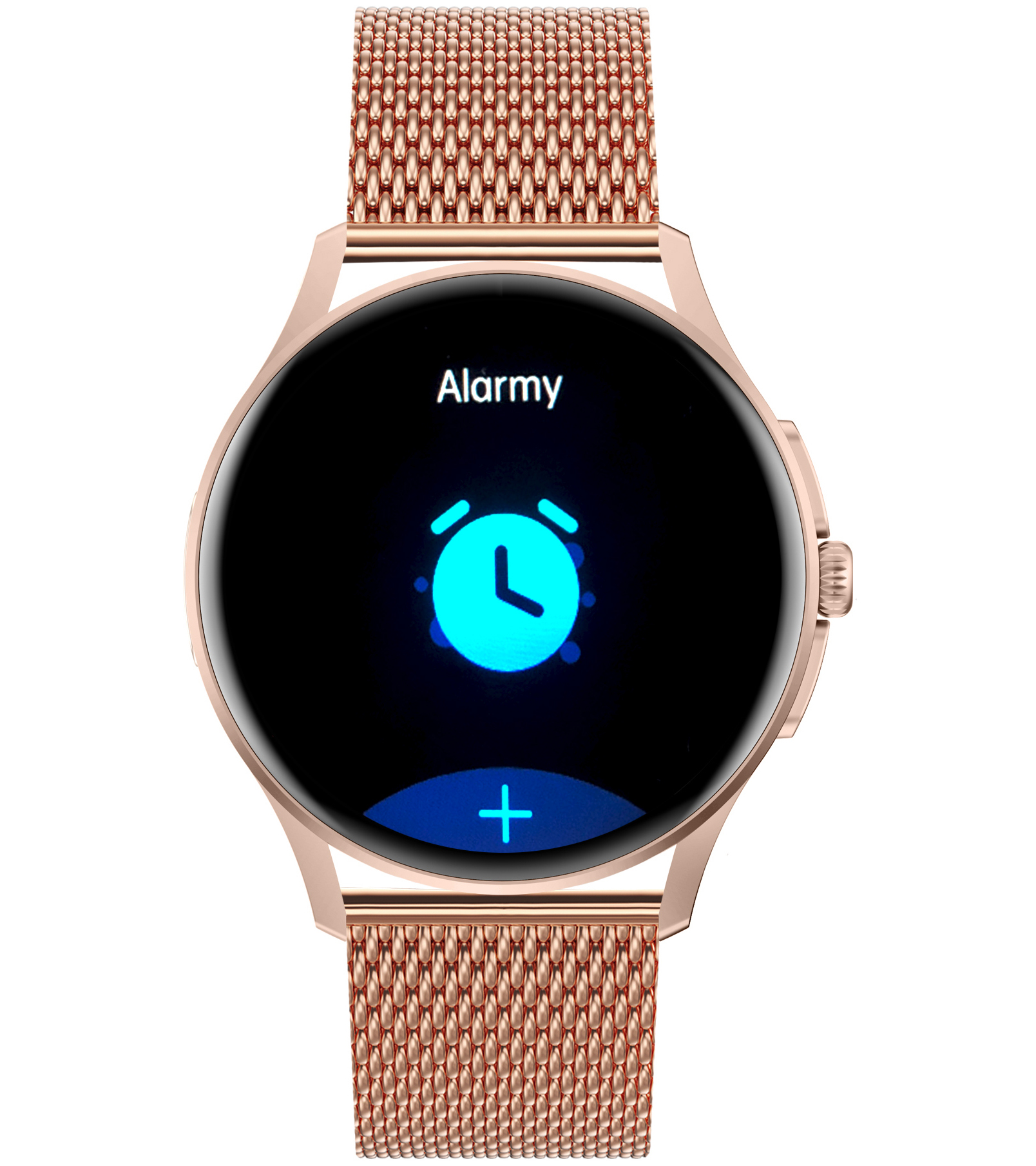 Damski smartwatch Enter Candice na rózowej bransolecie mesh z możliwością ustawienia w zegarku alarmów