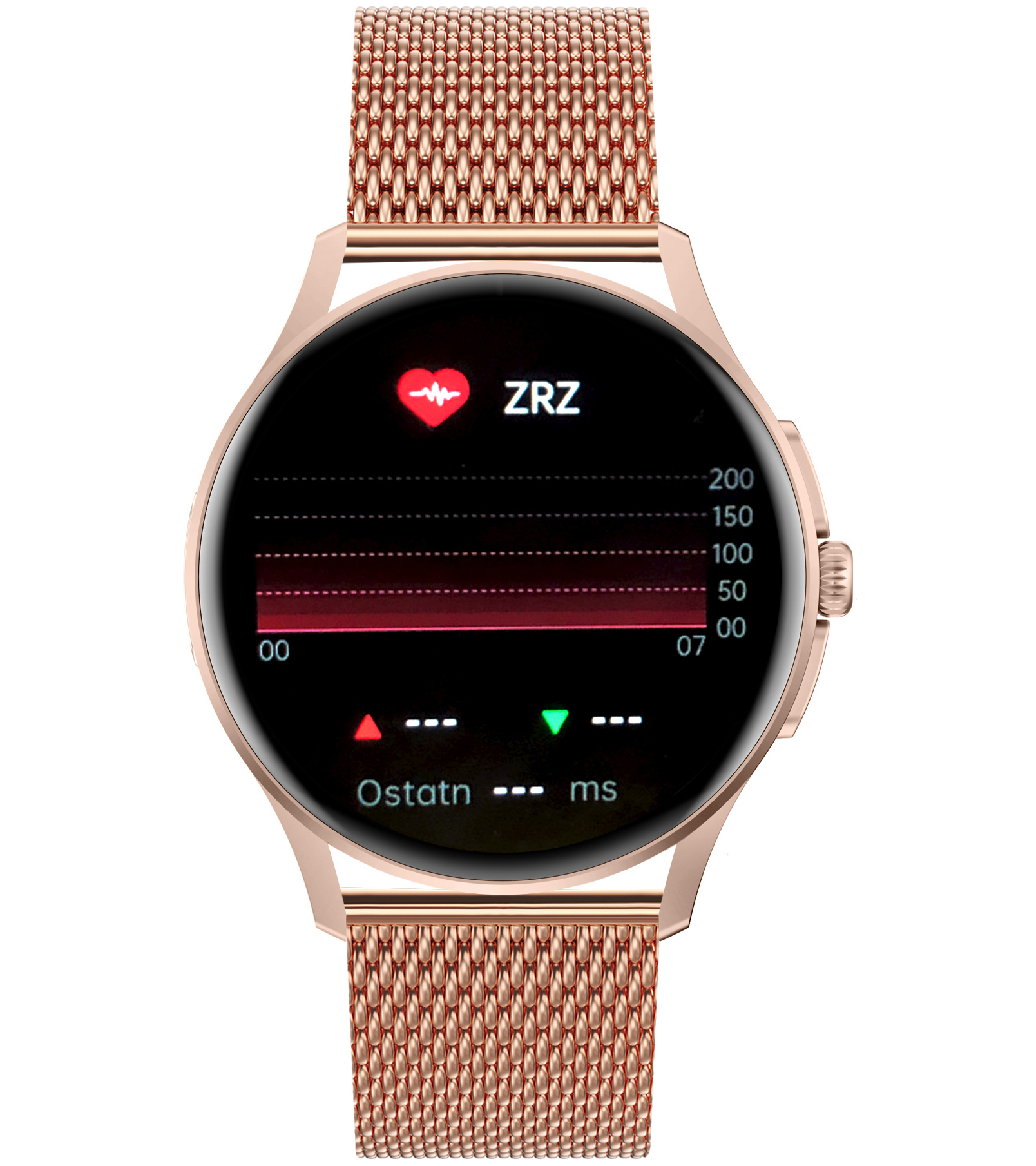 Damski smartwatch Enter Candice na rózowej bransolecie mesh z dostępną funkcją zmienności rytmu serca