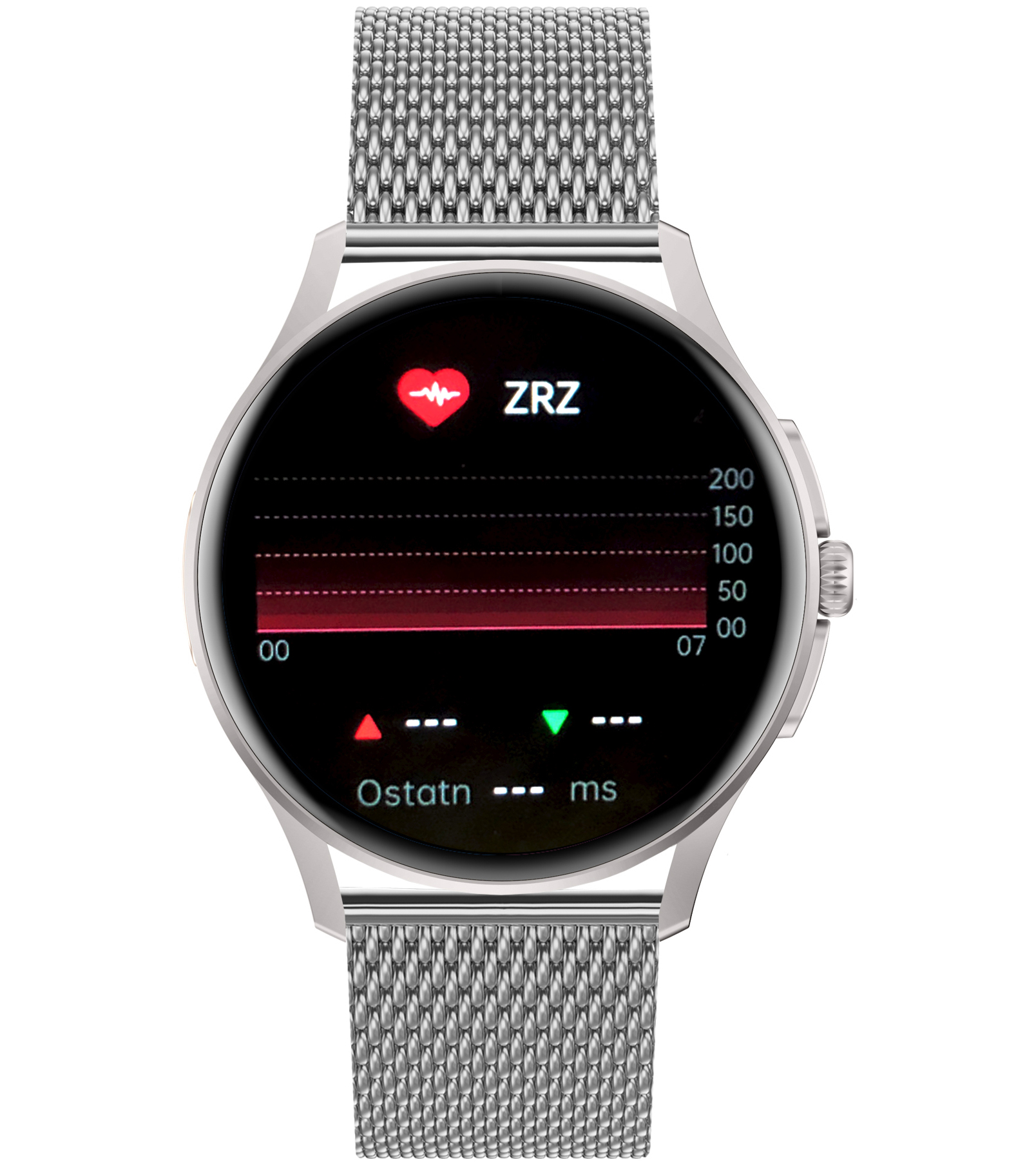 Damski smartwatch Enter Candice na srebrnej bransolecie mesh z dostępną funkcją zmienności rytmu serca