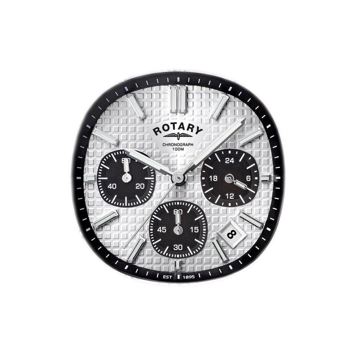 Biała tarcza tapisserie zegarka Rotary Apex100 Chronograph RGB10031/07
