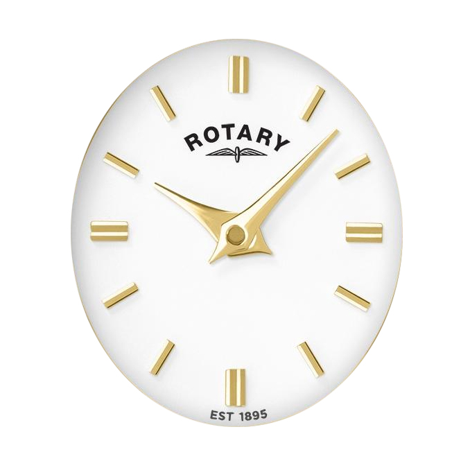 Biała tarcza ze złotymi indeksami zegarka Rotary RLB10034/02