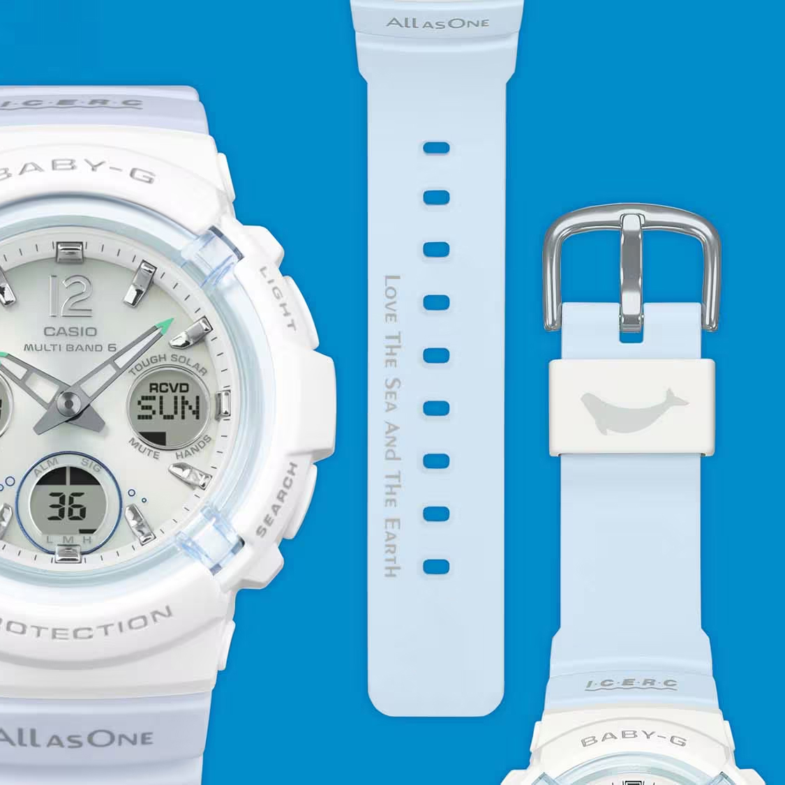 Pasek zegarka Baby-G Casio x I.C.E.R.C. Love the Sea and the Earth Special Edition damski BGA-2800K-7AER