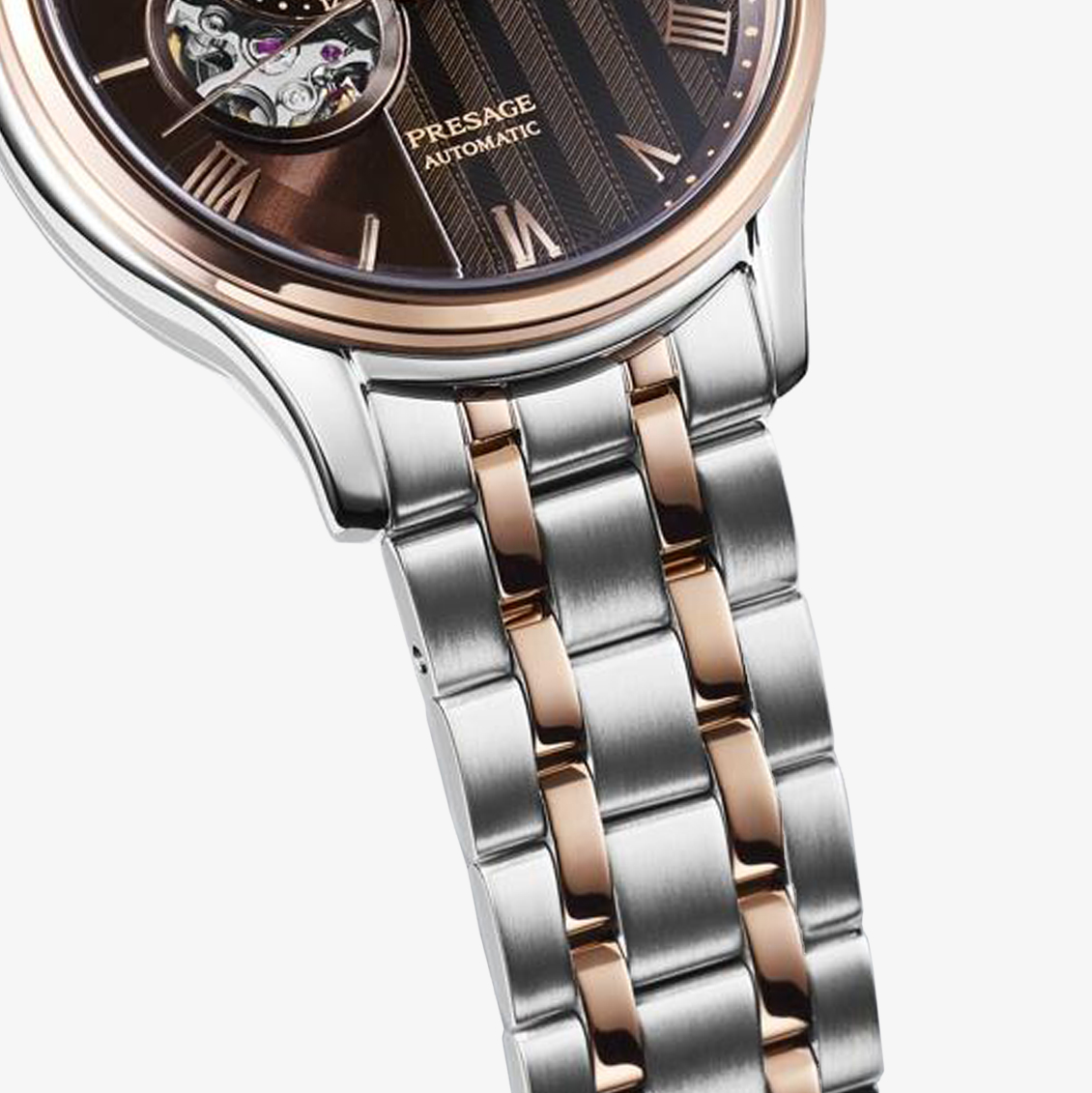 Zegarek Seiko Automatic Open Heart SSA466J1 na bransolecie bicolor