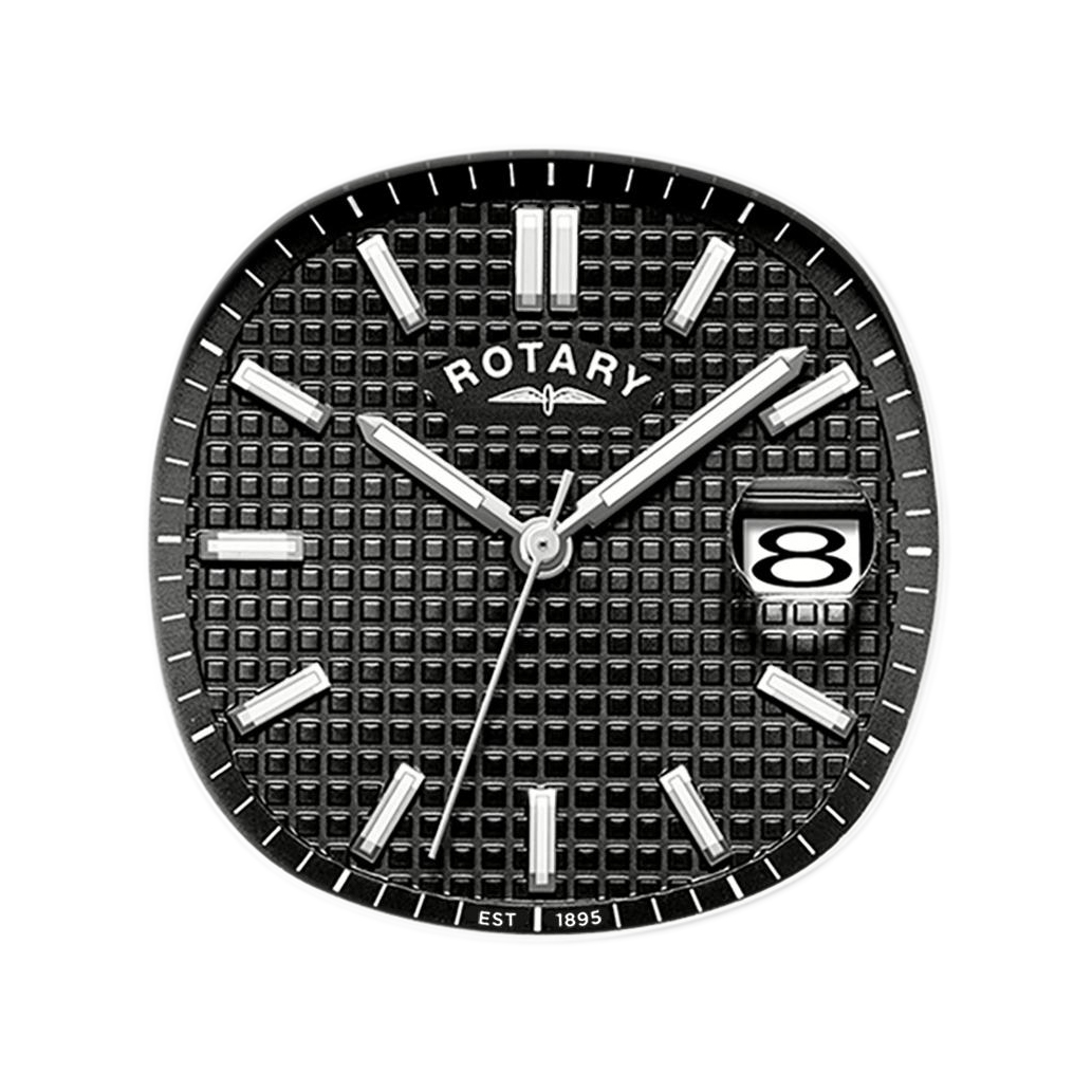 Czarna tarcza waffle zegarka Rotary GS05575/04