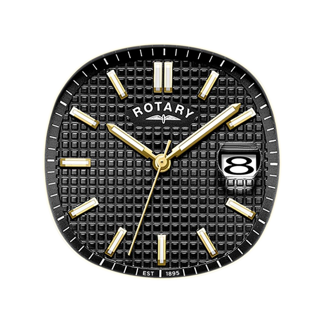 Czarna tarcza waffle zegarka Rotary GS05578/04