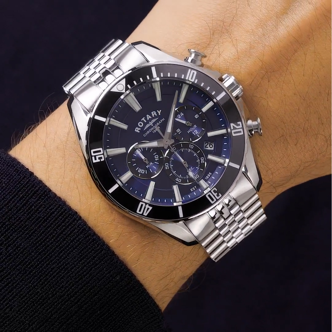 Czarny ceramiczny bezel zegarka Rotary Apex100 Chronograph RGB10013/05