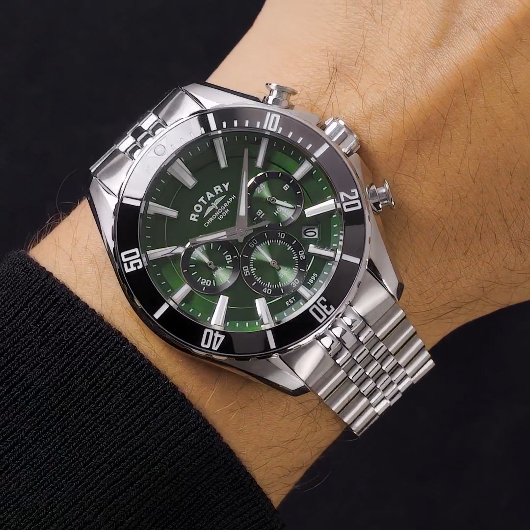 Czarny ceramiczny bezel zegarka Rotary Apex100 Chronograph RGB10013/24