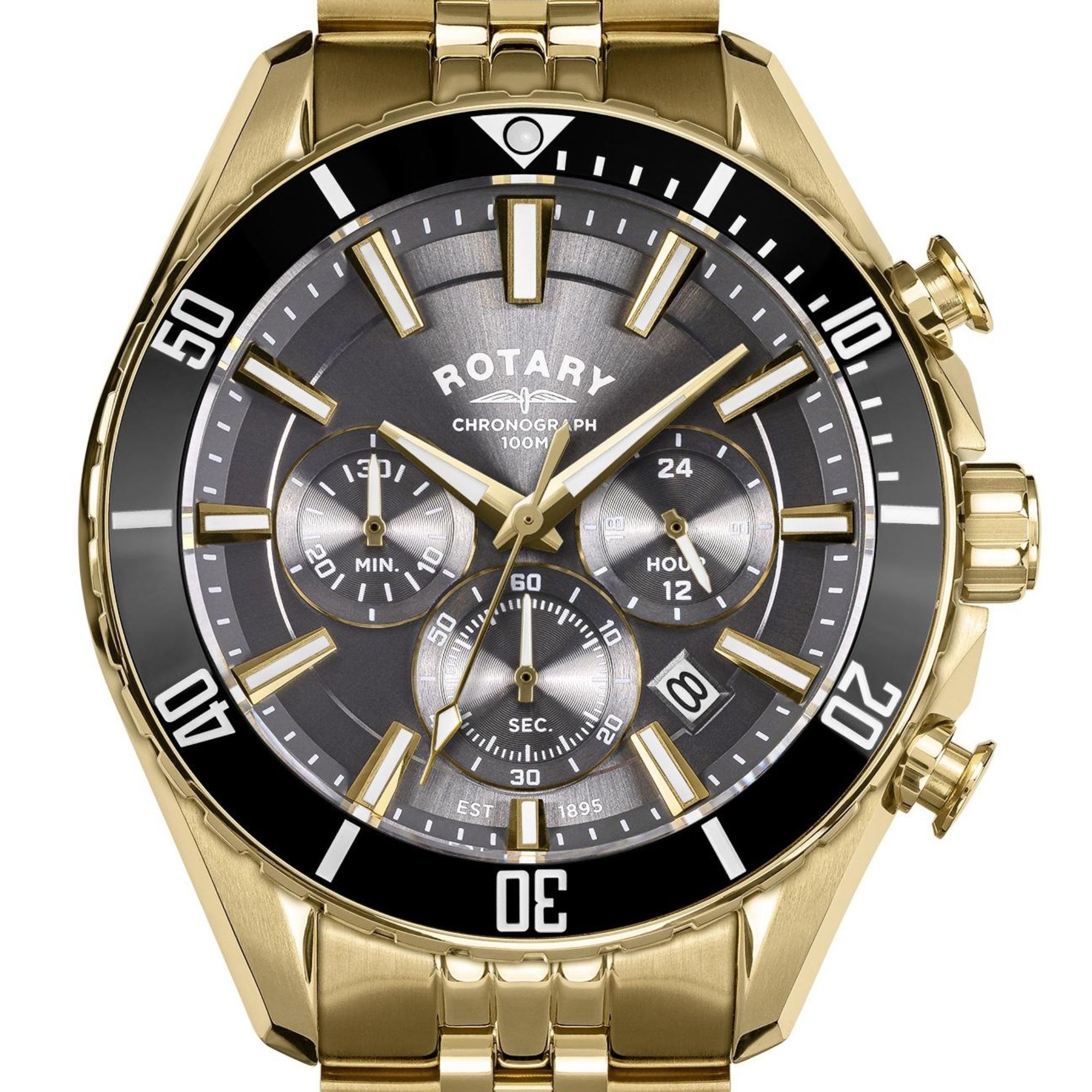 Czarny ceramiczny bezel zegarka Rotary Apex100 Chronograph RGB10014/04