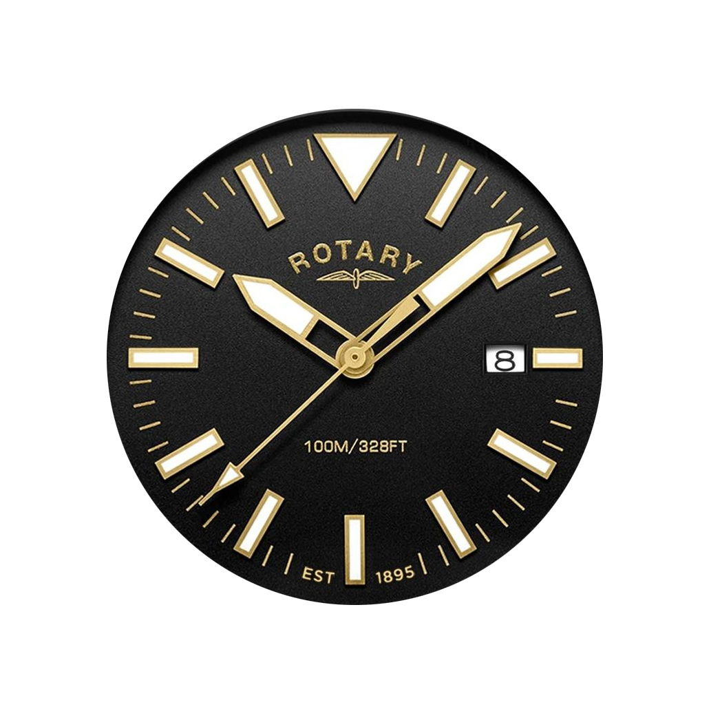 Czarny jednokierunkowy bezel zegarka Rotary Apex100 RGB10001/06
