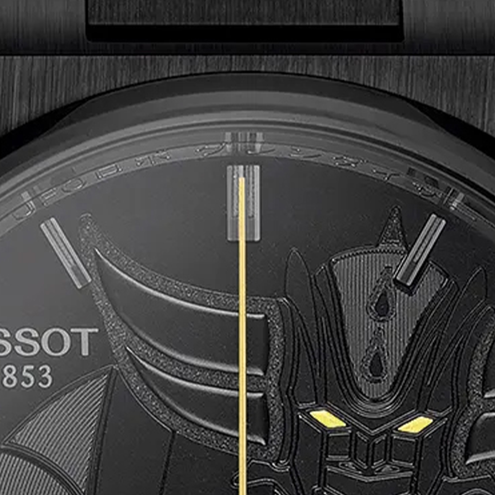 Detale na tarczy zegarka Tissot PRX UFO Robot Grendizer 50th Anniversary T137.407.33.051.01