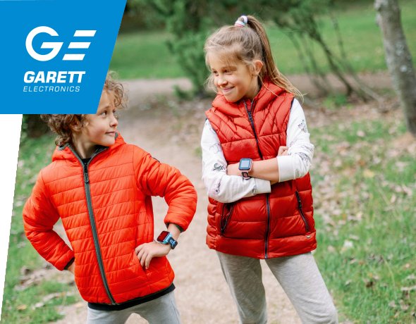 Smartwatch Garett Kids Fine w kolorze czarno-zielonym, idealny dla dzieci, z funkcjami edukacyjnymi i bezpieczeństwa.
