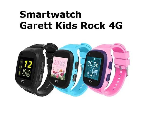 Smartwatch Garett Kids Rock 4G RT w kolorze czarnym, idealny dla dzieci, z funkcjami monitorowania aktywności.
