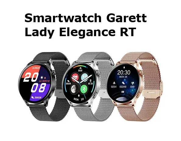 Smartwatch Garett Lady Elegance RT w srebrnym kolorze, idealny dla nowoczesnych kobiet.