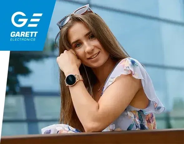 Elegancki smartwatch Garett Lady Elegance RT w srebrnym kolorze, idealny dla nowoczesnych kobiet.