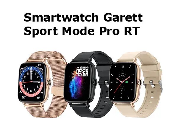 Złoty smartwatch Garett Sport Mode Pro RT dla kobiet, idealny do aktywności fizycznej i codziennego użytku.