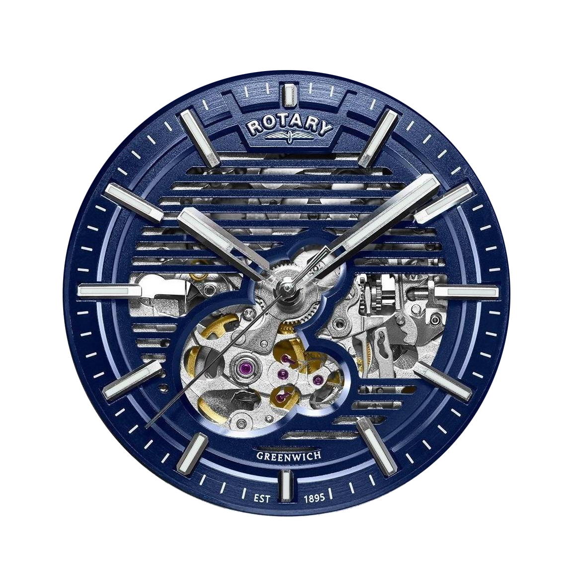 Granatowa lamelowa tarcza zegarka Rotary Greenwich GT1 RGB10073/05