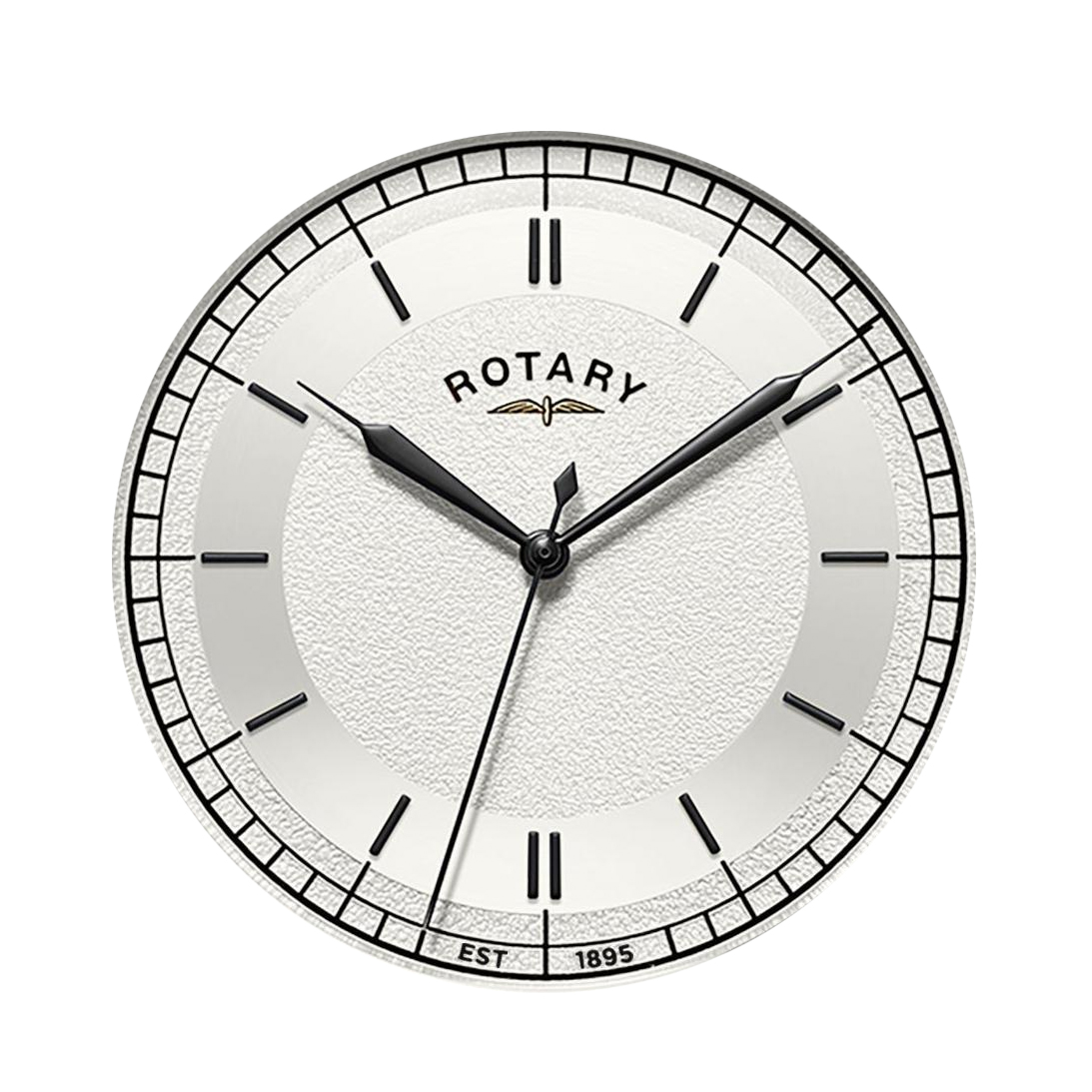 Jasna tarcza sektorowa z kolejową podziałką minut zegarka Rotary Heritage GS05983/31