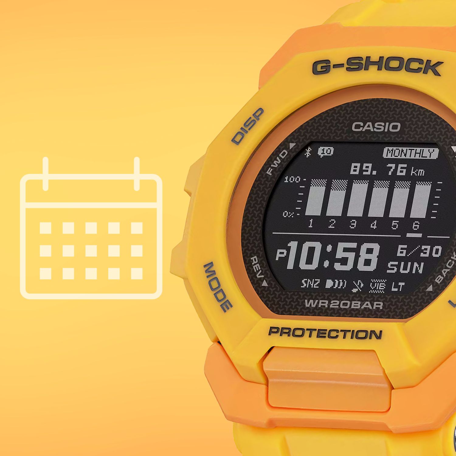 Casio Full Auto Calendar w zegarku G-SHOCK Casio G-SQUAD BLUETOOTH SYNC STEP TRACKER GBD-300-9ER