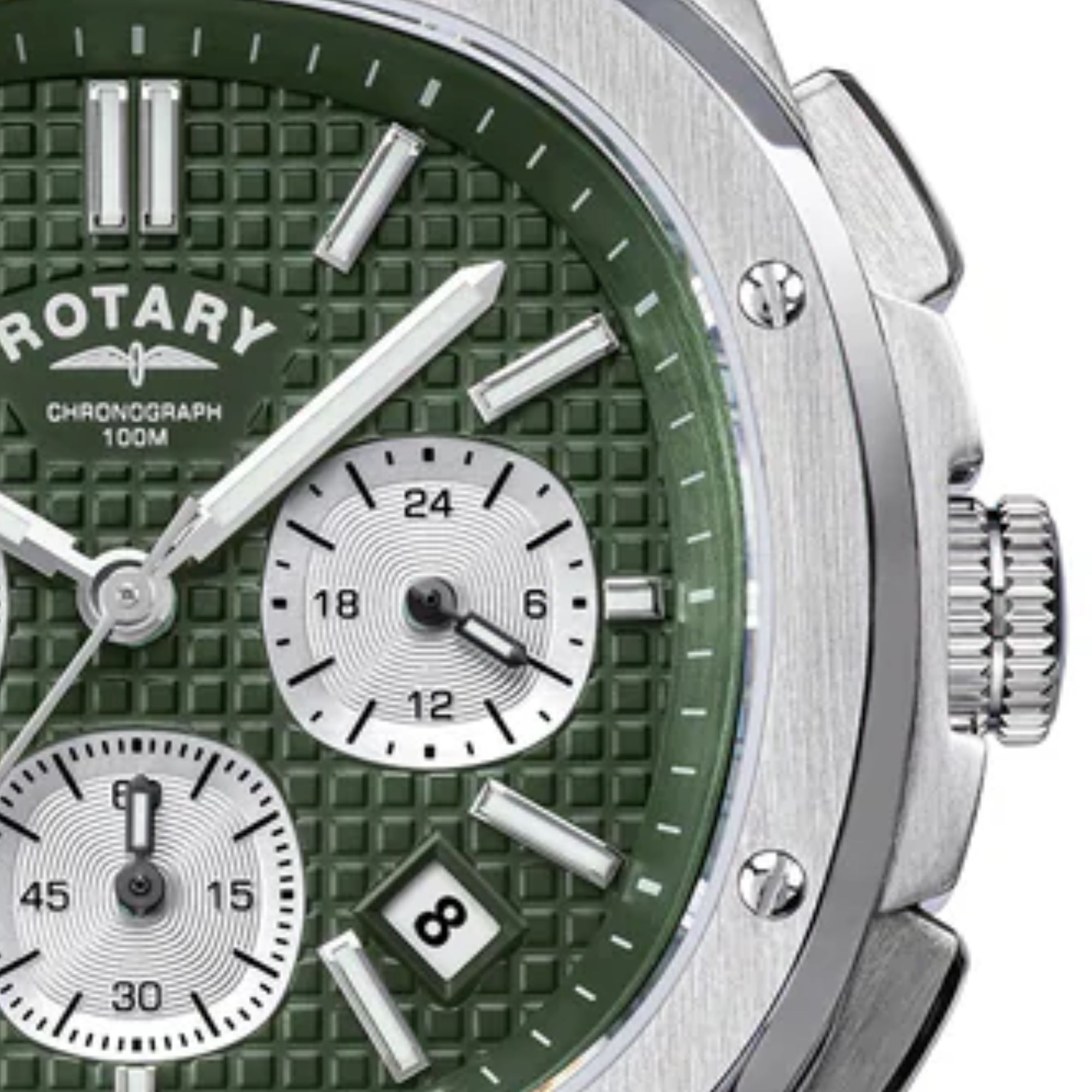 Kwadratowe przyciski zegarka Rotary Apex100 Chronograph RGB10029/24