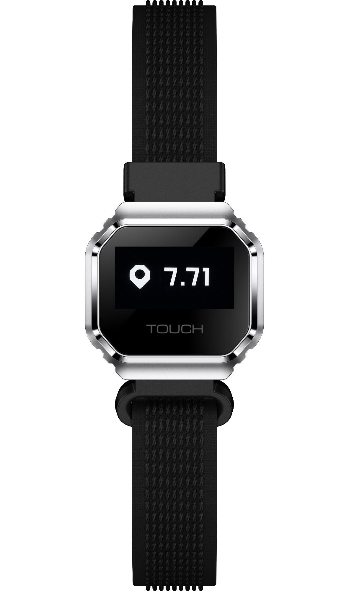 Pomiar dystansu w smartwatchu Enter Ring Srebrnym na Czarnym Pasku