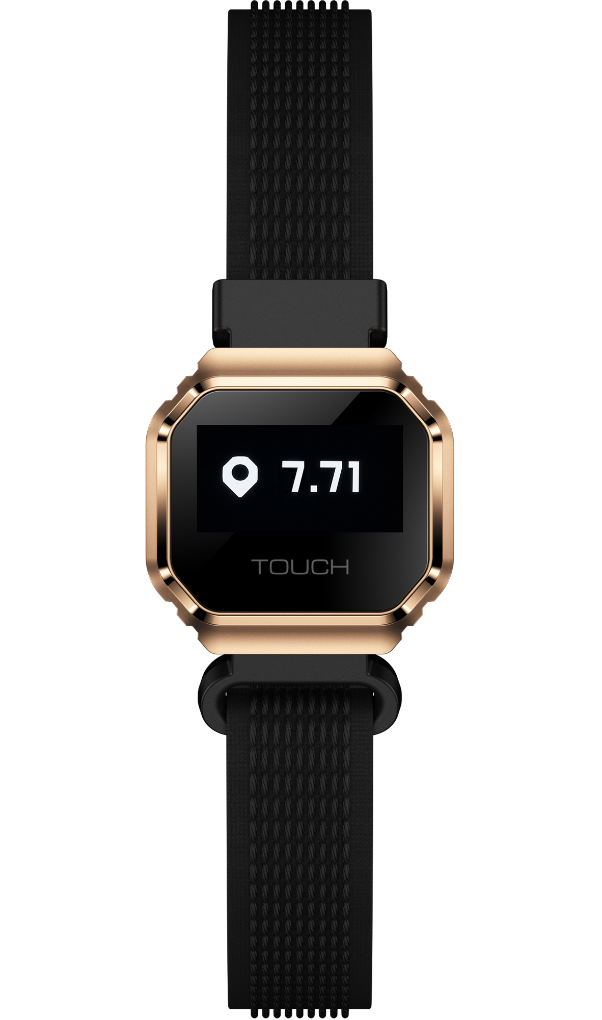 Pomiar dystansu w smartwatchu Enter Ring Złotym na Czarnym Pasku