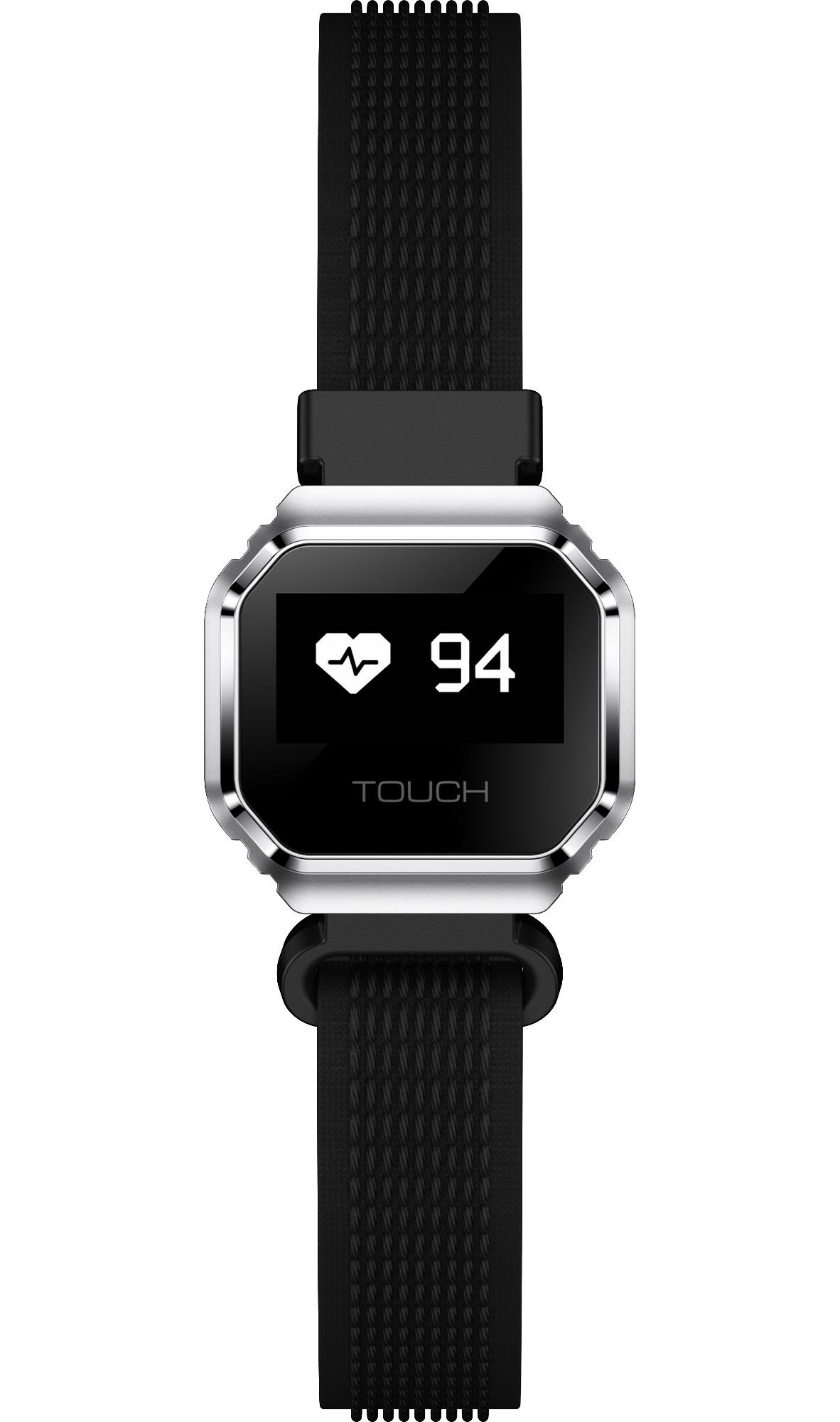 Smartwatch Enter Ring Srebrny na Czarnym Pasku z monitorem pulsu
