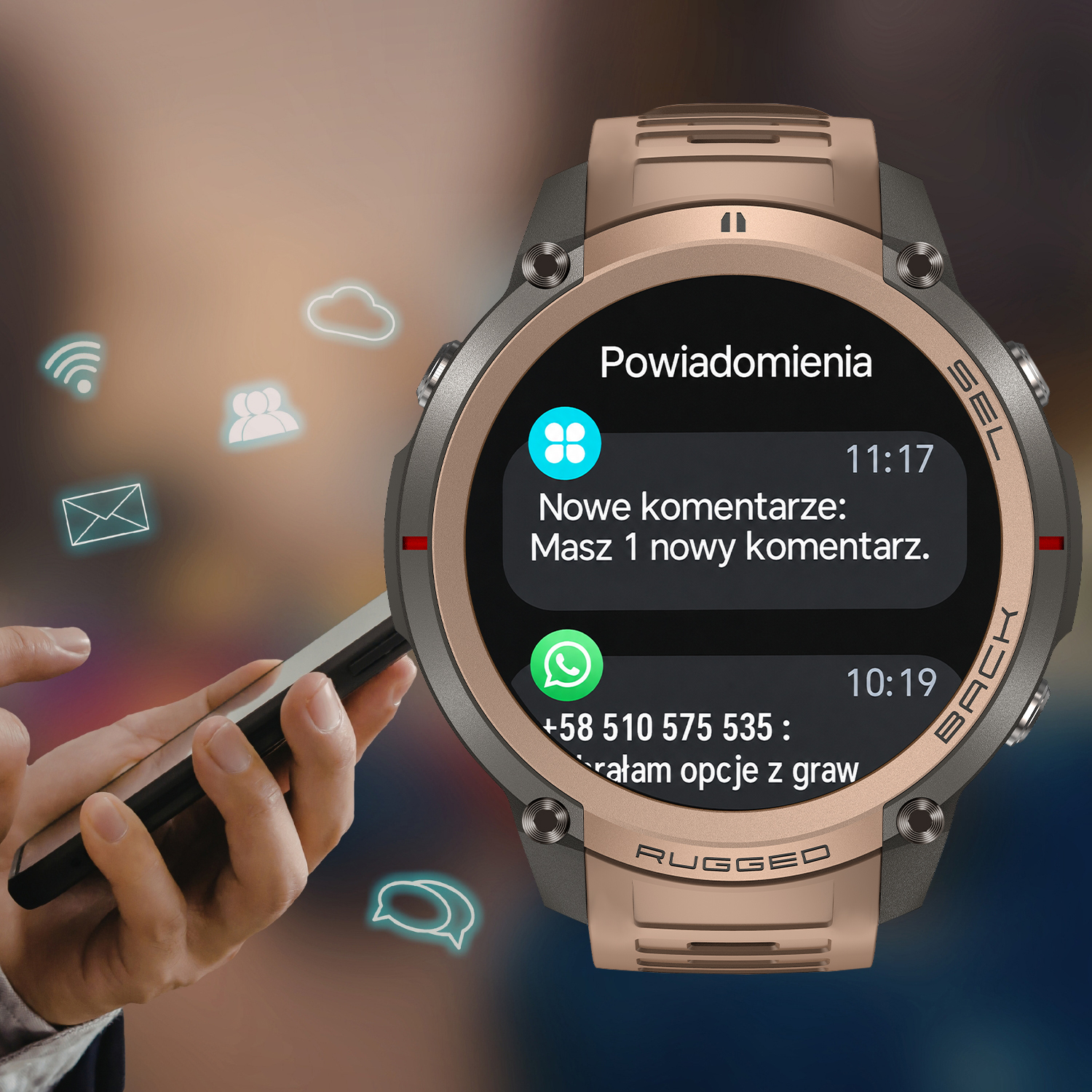 Smartwatch Enter Rugged powiadomienia z aplikacji