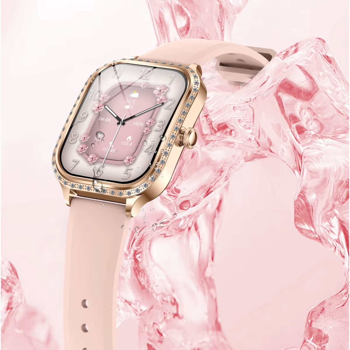 Smartwatch Hagen HB42 na różowym pasku silikonowym