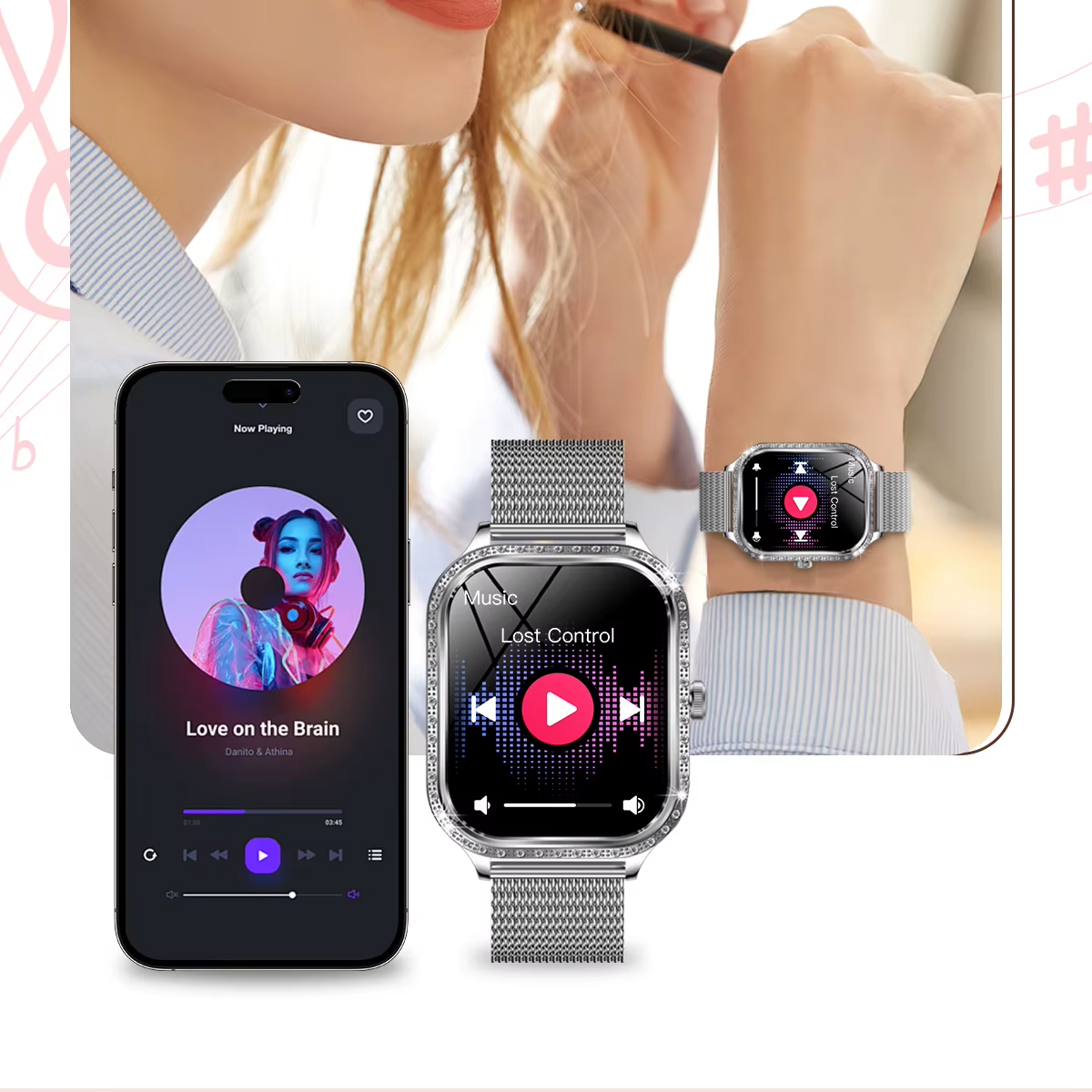 Smartwatch Hagen HB42 z funkcją sterowania muzyką