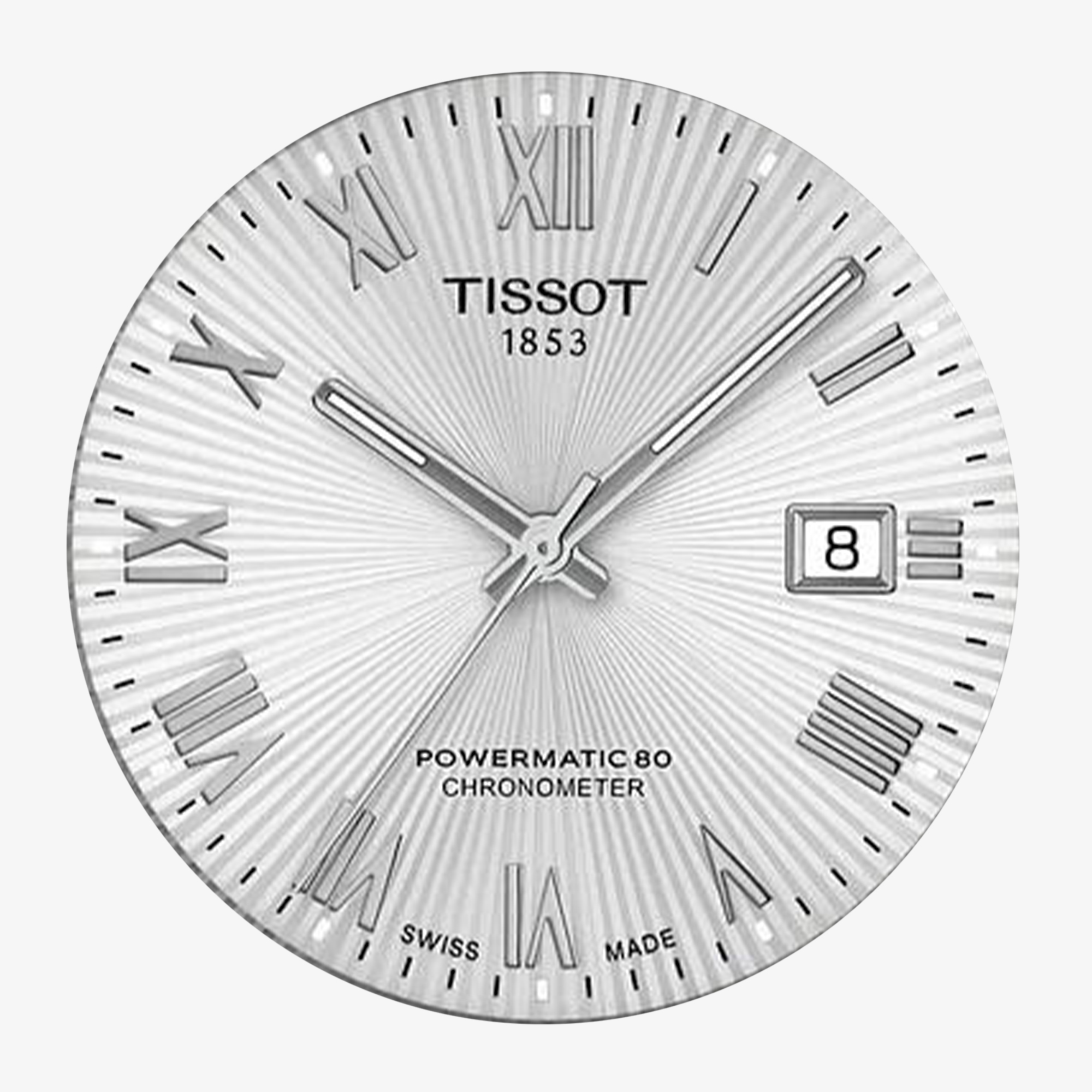 Srebrna tarcza zegarka Tissot Ballade Powermatic 80 39mm męski T156.408.11.033.00