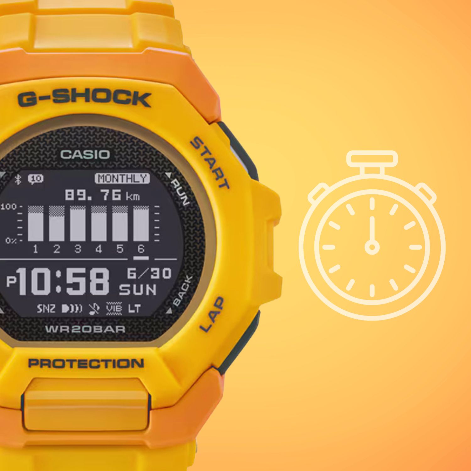 Chronograf w zegarku G-SHOCK Casio G-SQUAD BLUETOOTH SYNC STEP TRACKER GBD-300-9ER