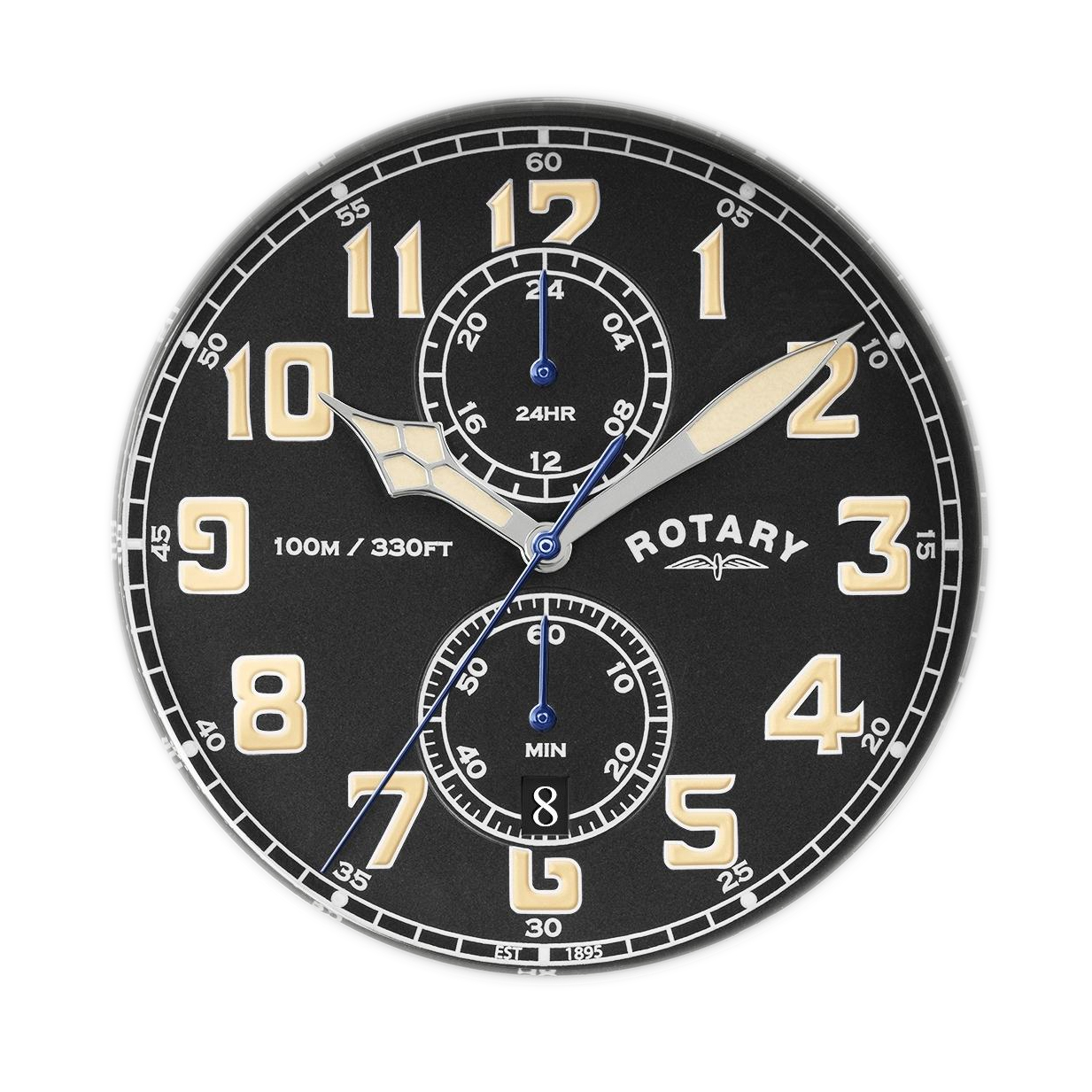 Subtarcze drugiej strefy czasowej zegarka Rotary Apex100 Pilot RGS10000/04