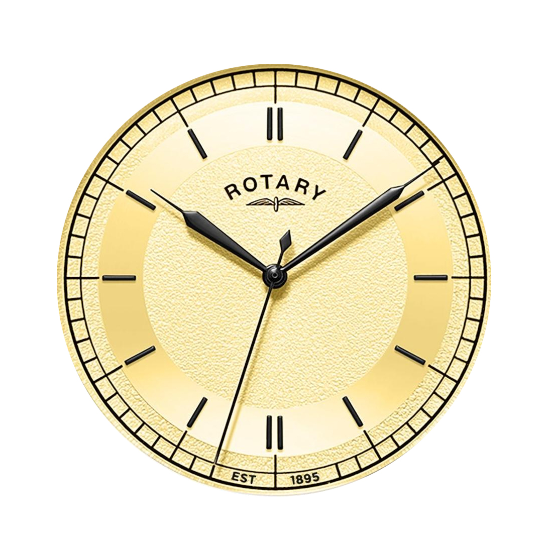 Szampańska tarcza sektorowa z kolejową podziałką minut zegarka Rotary Heritage GS05983/03