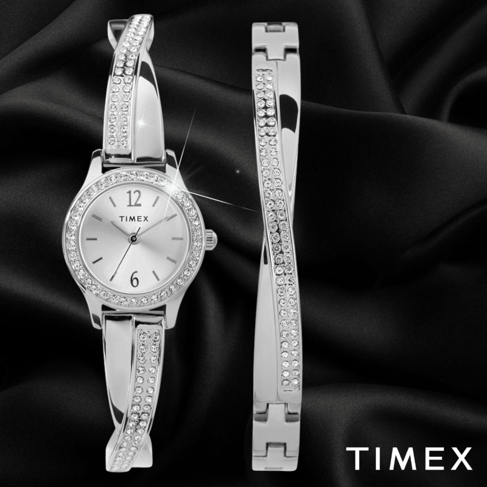Zegarek Timex City w biżuteryjnym stylu w srebrnym kolorze z cyrkoniami