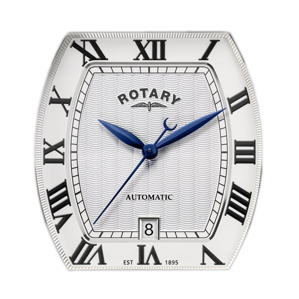Tarcza guilloche z rzymskimi cyframi zegarka Rotary 1895 Tonneau Automatic RGB10047/01