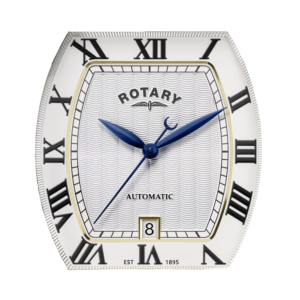 Tarcza z guilloche i rzymskimi cyframi zegarka Rotary 1895 Tonneau Automatic RGS10060/01
