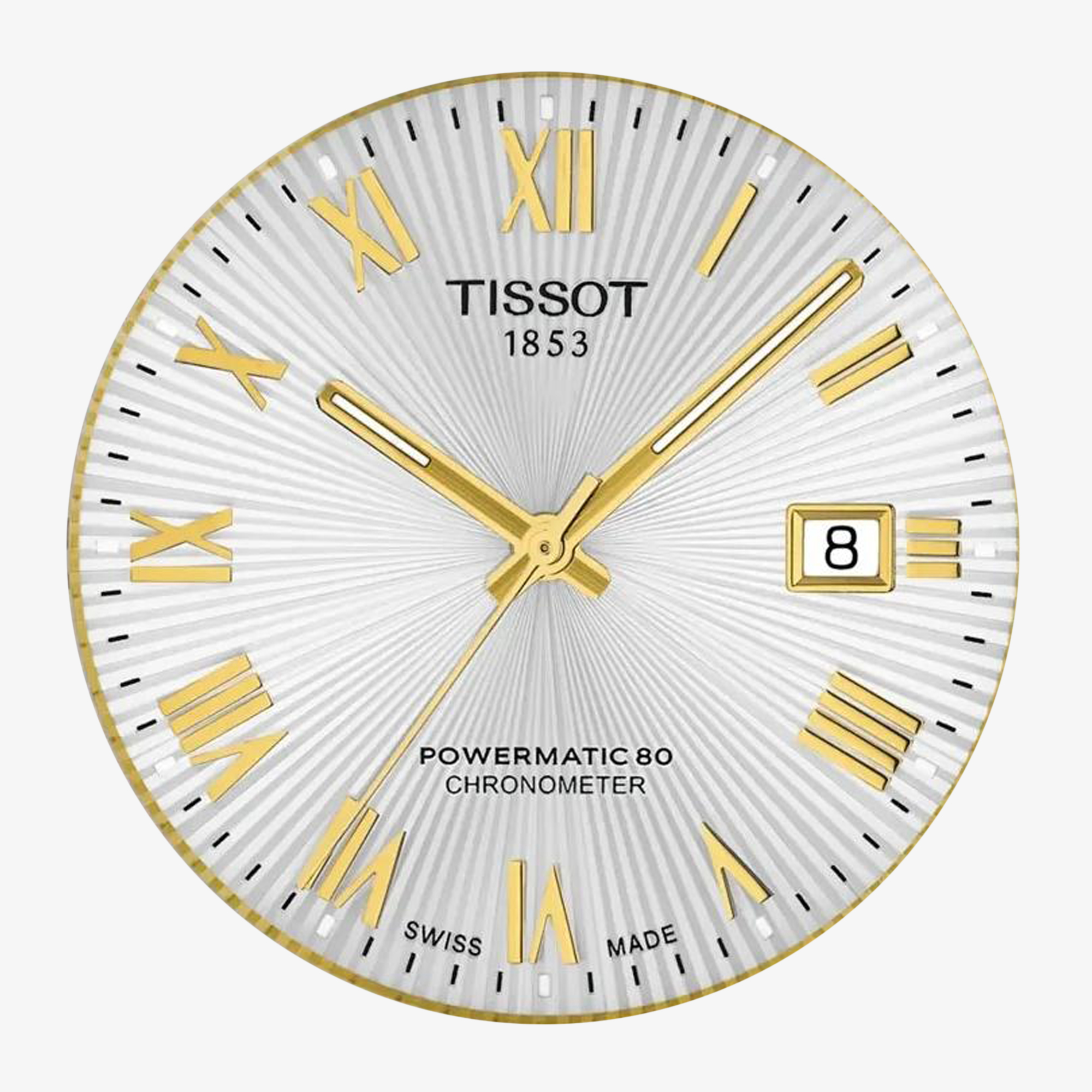 Srebrna tarcza zegarka Tissot Ballade Powermatic 80 39mm męski T156.408.22.033.00