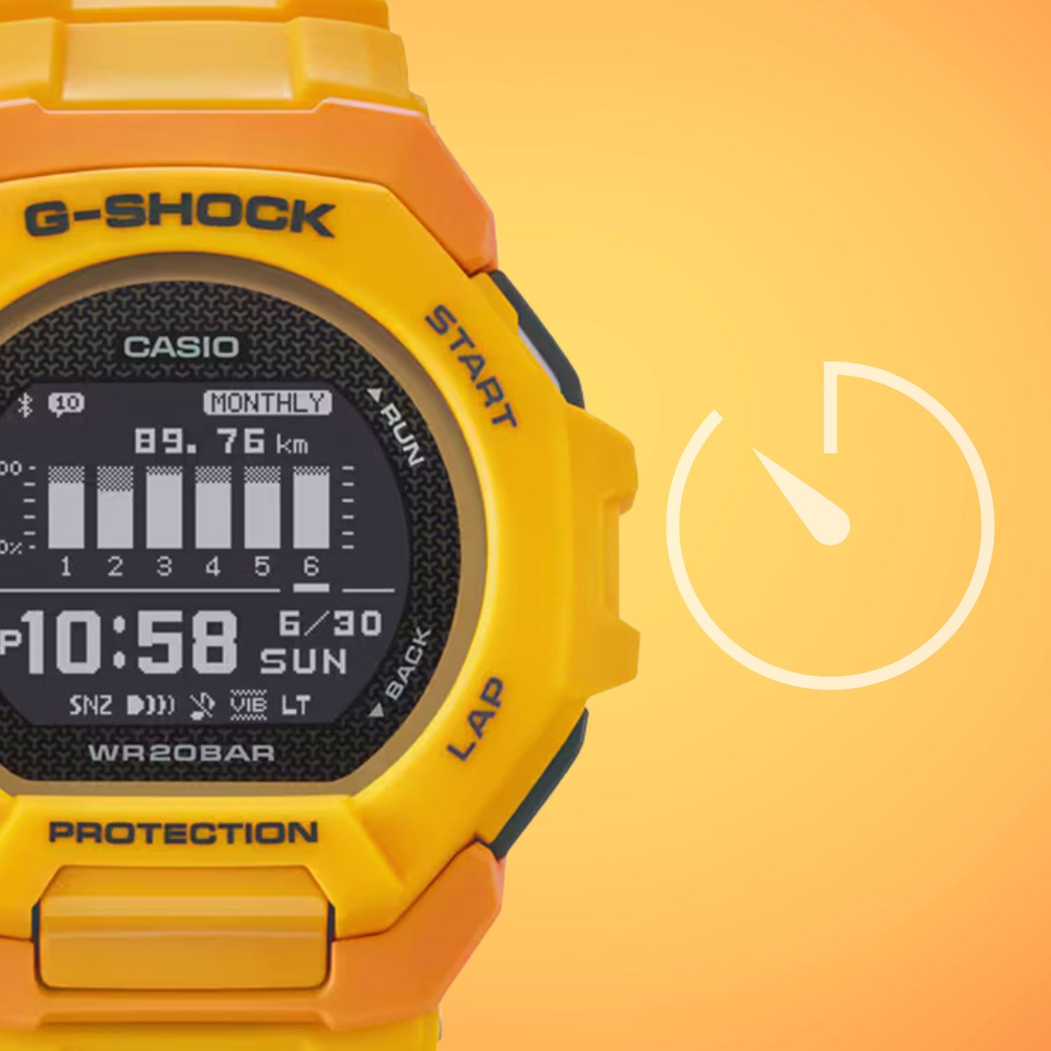 Timer w zegarku G-SHOCK Casio G-SQUAD BLUETOOTH SYNC STEP TRACKER GBD-300-9ER