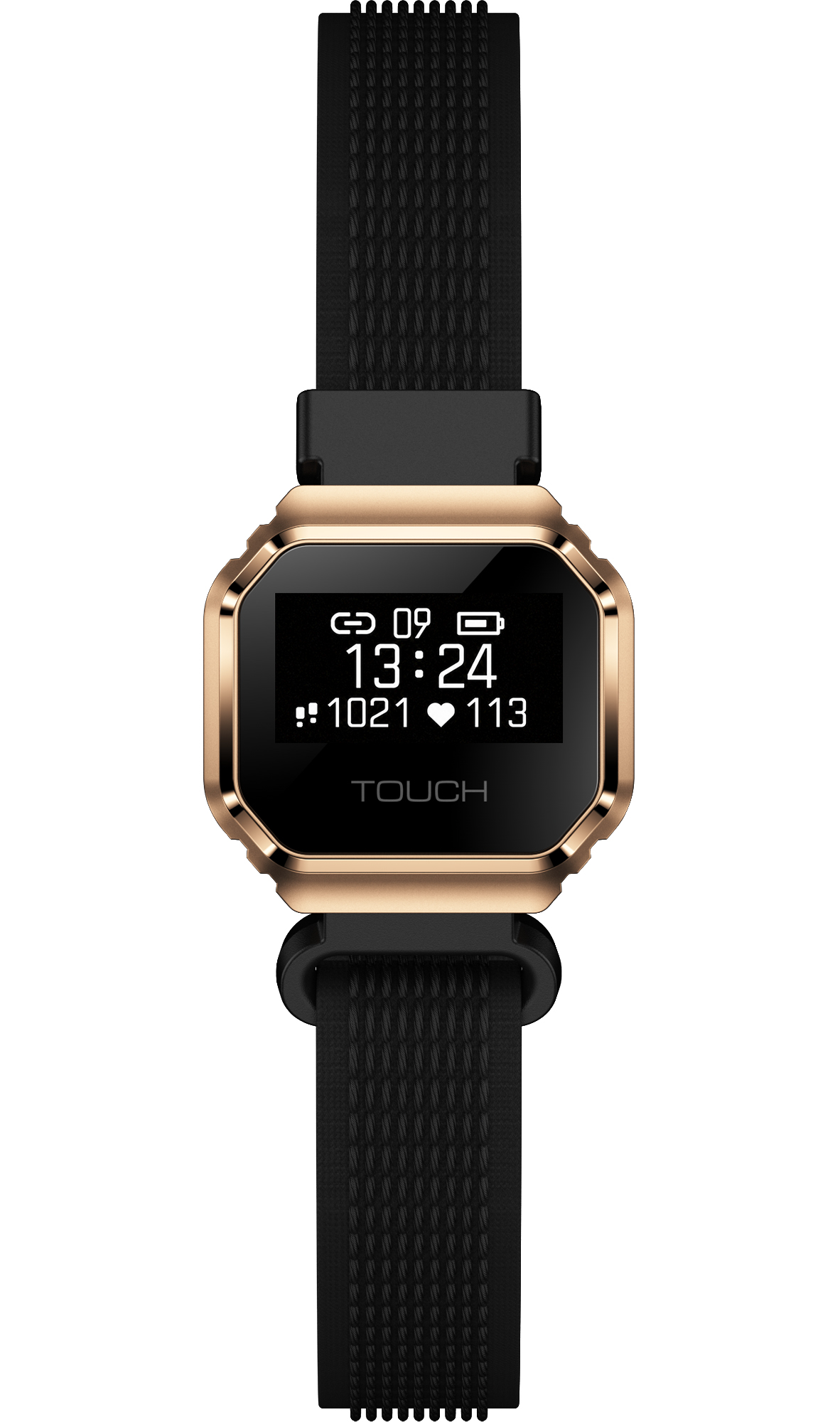 Wyświetlanie godziny w smartwatchu Enter Ring Złoty na Czarnym Pasku