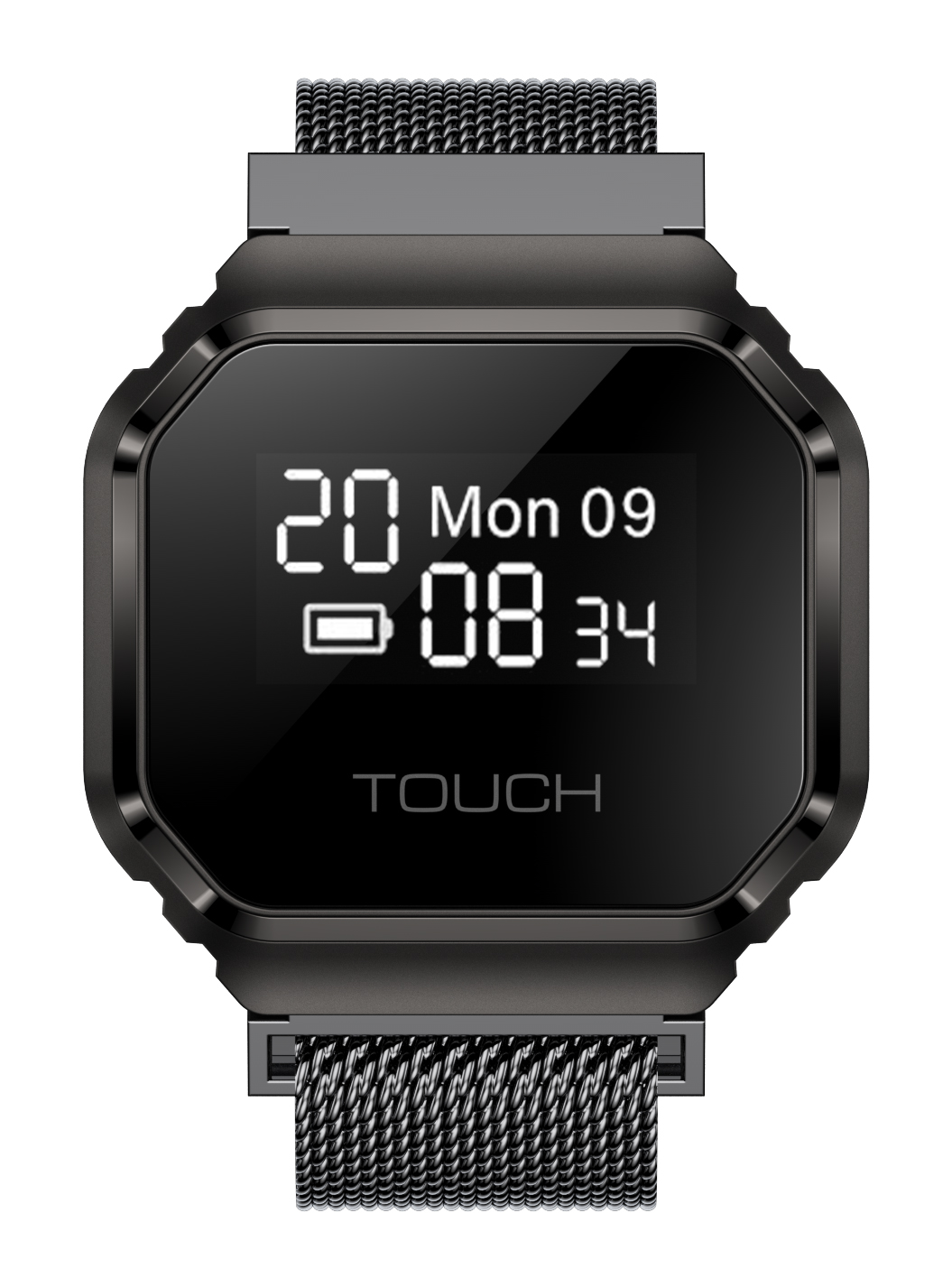 Wyświetlanie godziny w smartwatchu Enter Ring Czarnym