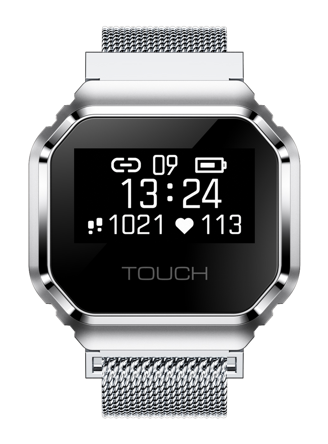 Wyświetlanie godziny w smartwatchu Enter Ring Srebrnym