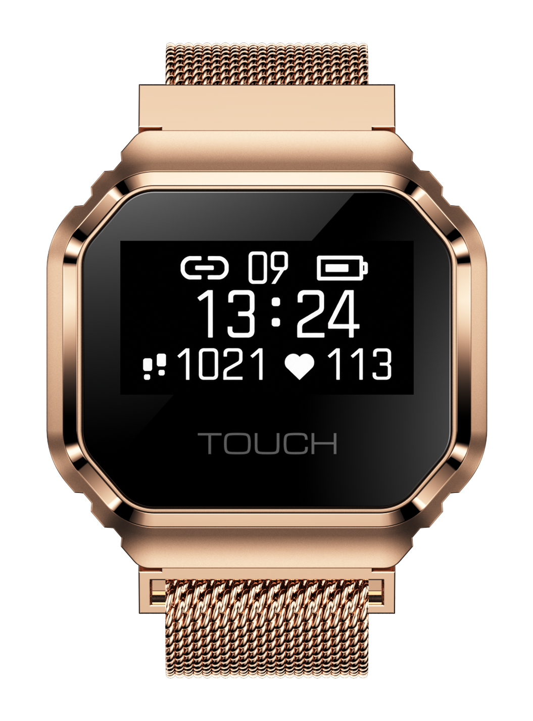 Wyświetlanie godziny w smartwatchu Enter Ring Złotym