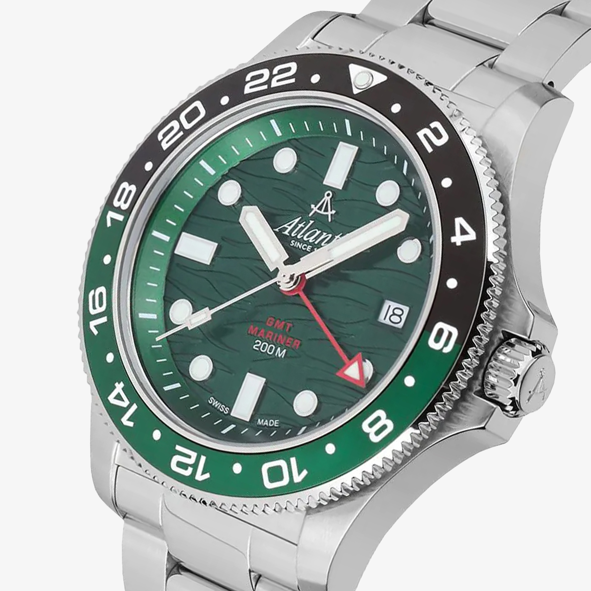 Zegarek Atlantic Mariner Wave Quartz GMT Green 81576.41.79GMT z zieloną tarczą
