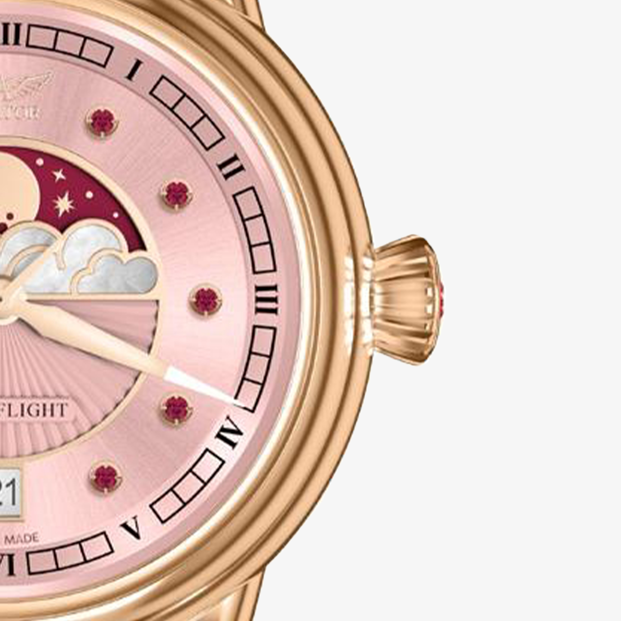 Zegarek Aviator Douglas Moonflight Gemstone Edition ze różową tarczą