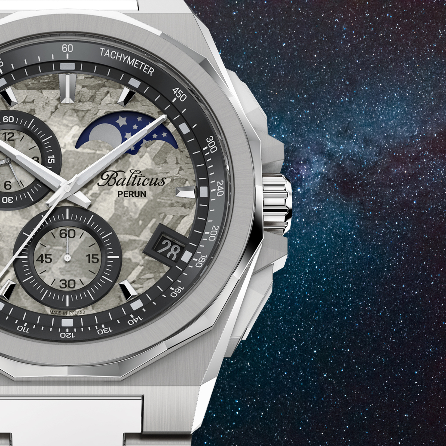 Zegarek Balticus Chrono Moonphase 42mm ze stoperem