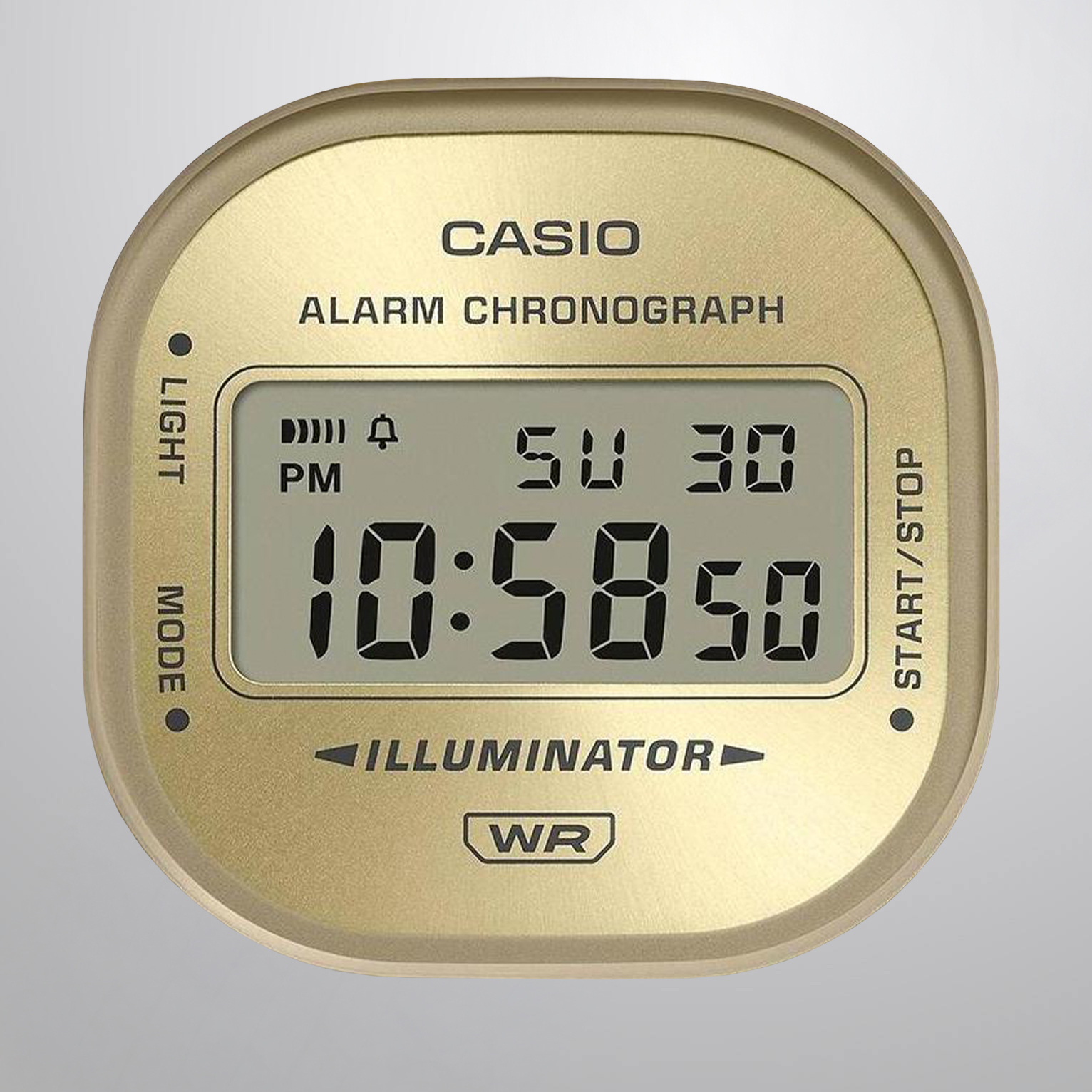 Złota tarcza ze szlifem słonecznym w zegarku Casio Vintage A140WEG-9AEF