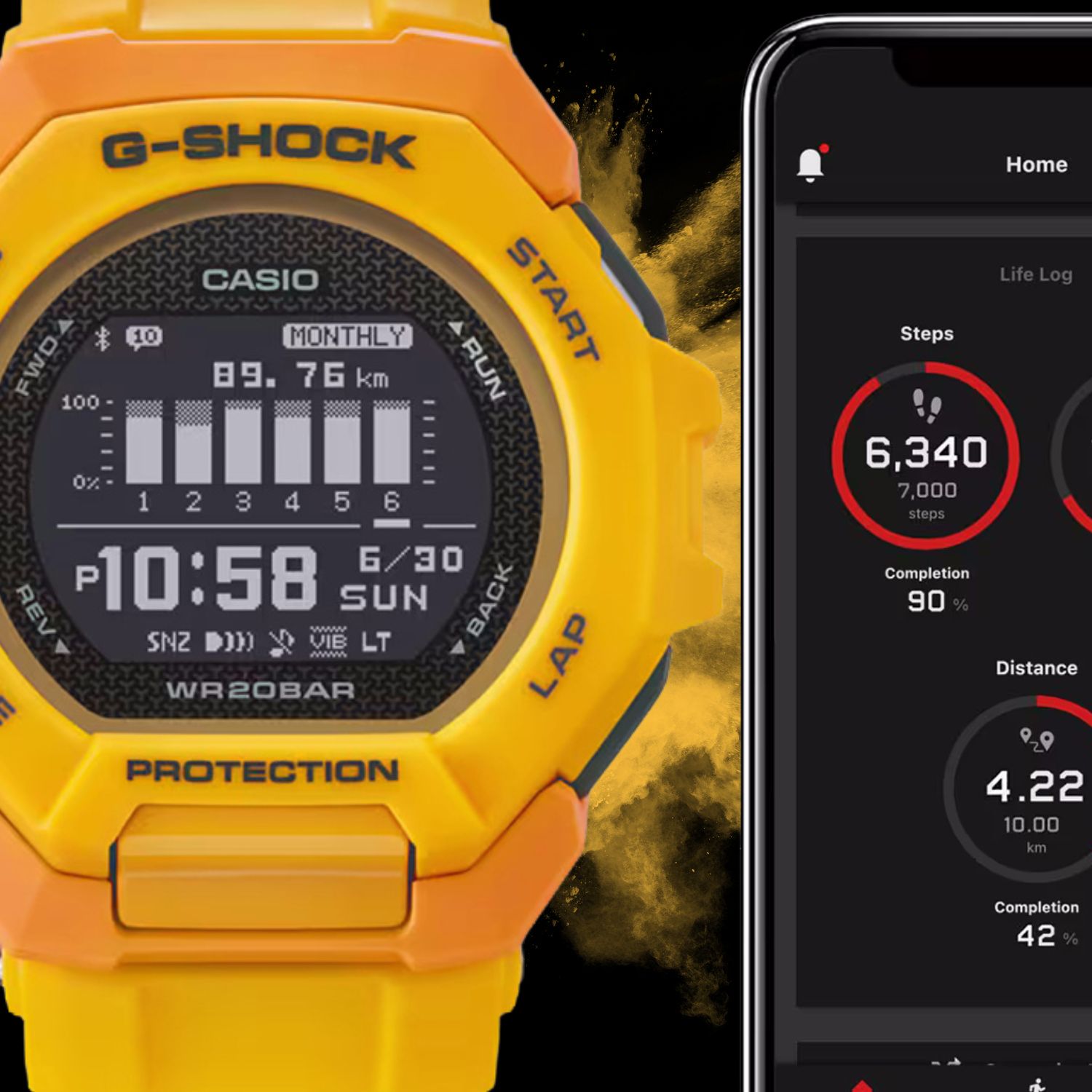 Zegarek G-SHOCK Casio G-SQUAD BLUETOOTH SYNC STEP TRACKER GBD-300-9ER z aplikacją