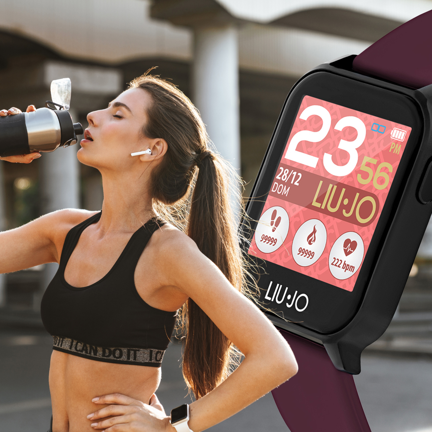 Zegarek LIU JO Smartwatch Energy na bordowym pasku